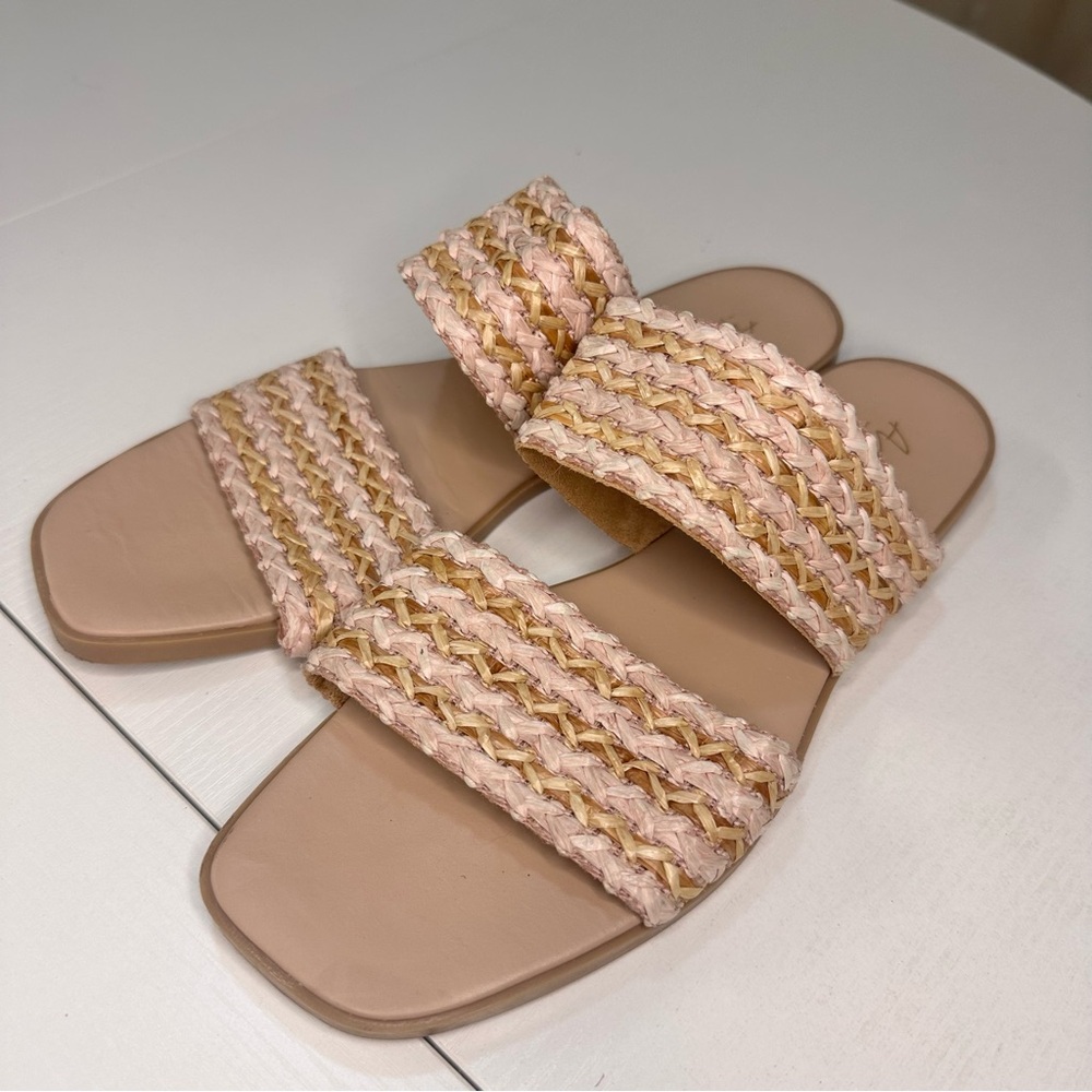Woven Pink and Tan Sandals